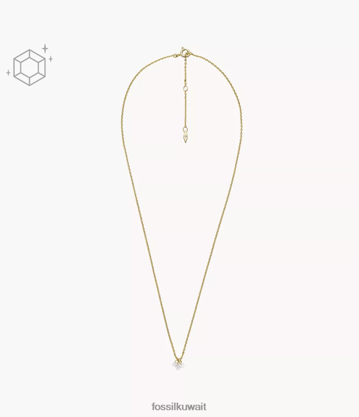 كيلووات Fossil نحيف سادي شاين قلادة من النحاس المطلي عيار 14 قيراط ذهب 2F6F21260 مجوهرات