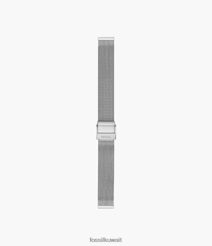 كيلووات Fossil نحيف سوار شبكي من الفولاذ مقاس 14 ملم فضة 2F6F2129 ملحق