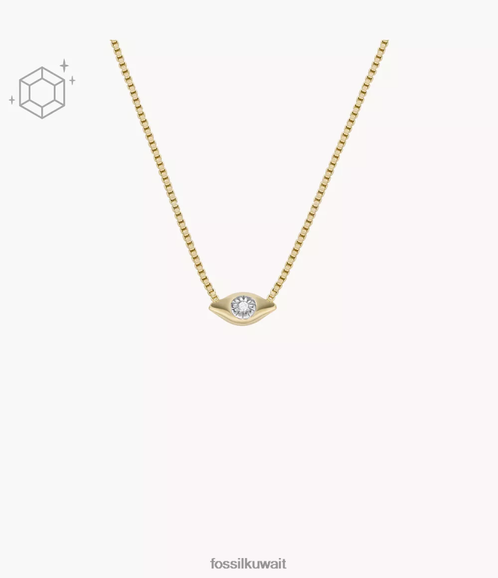 كيلووات Fossil نحيف قلادة محطة ألماس مزروعة في مختبرات شفافة مطلية عيار 14 قيراط ذهب 2F6F2915 مجوهرات