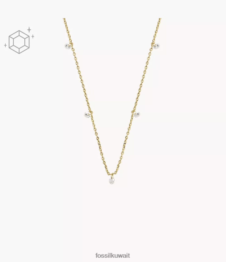كيلووات Fossil نحيف سادي شاين قلادة متدلية من النحاس المطلي عيار 14 قيراط ذهب 2F6F2917 مجوهرات