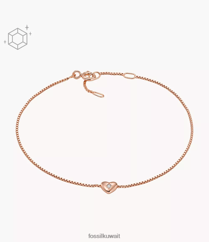 كيلووات Fossil نحيف سوار المحطة الماسي الشفاف المطلي عيار 14 قيراط من True Love وارتفع الذهب 2F6F2985 مجوهرات