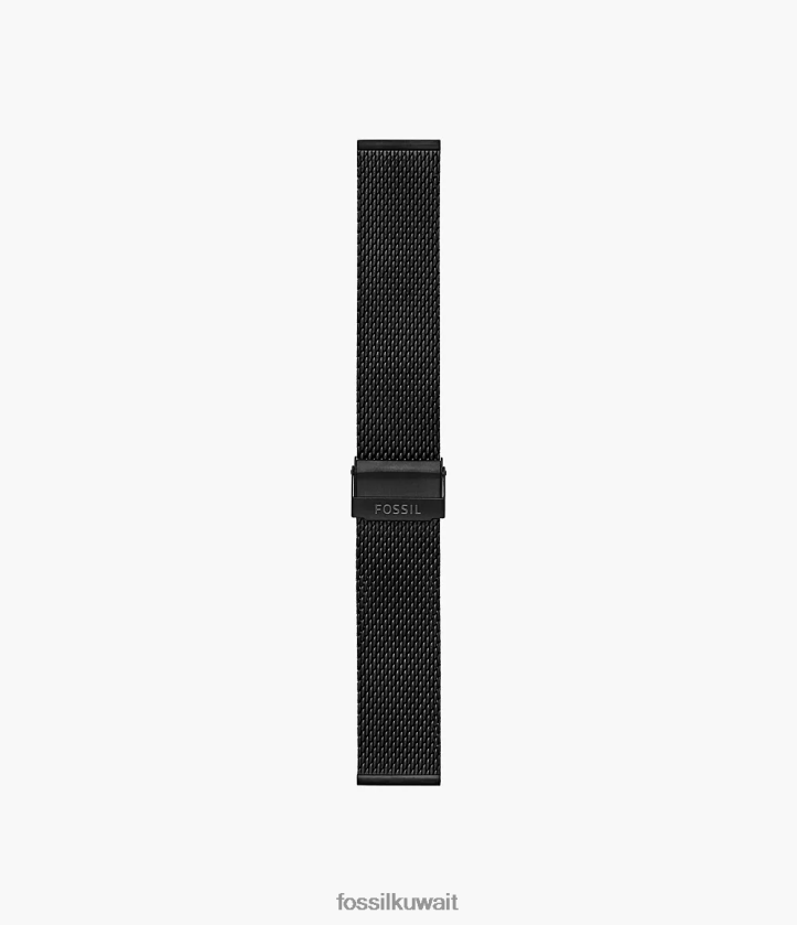 كيلووات Fossil نحيف سوار شبكي من الفولاذ المقاوم للصدأ مقاس 22 ملم أسود 2F6F2164 ملحق