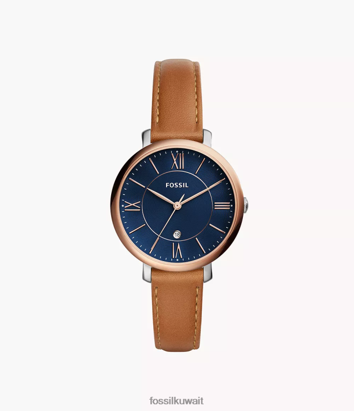 كيلووات Fossil نحيف ساعة جاكلين الجلدية بثلاثة عقارب لعرض التاريخ بني 2F6F2100 يشاهد