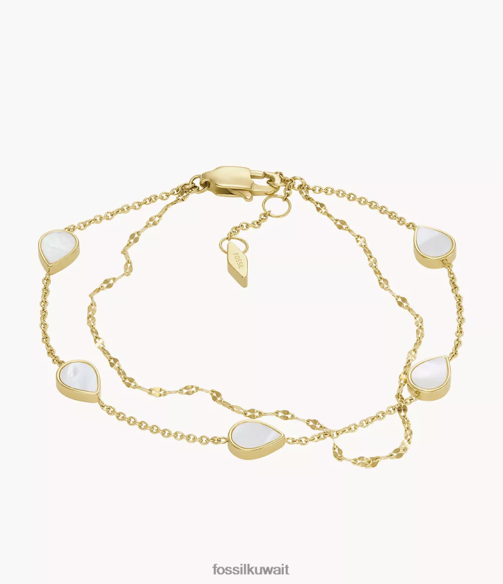 كيلووات Fossil نحيف سوار سلسلة الدمعة أم اللؤلؤ الأبيض 2F6F21026 مجوهرات