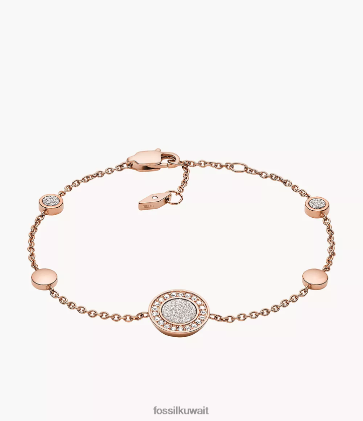 كيلووات Fossil نحيف ساتون هالو محطة سوار لون ذهبي وردي 2F6F21029 مجوهرات