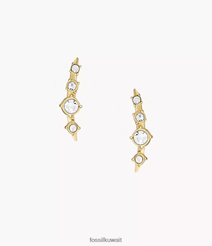 كيلووات Fossil نحيف جميع أقراط المتسلق المصنوعة من الفولاذ المقاوم للصدأ مكدسة نغمة ذهبية 2F6F21037 مجوهرات