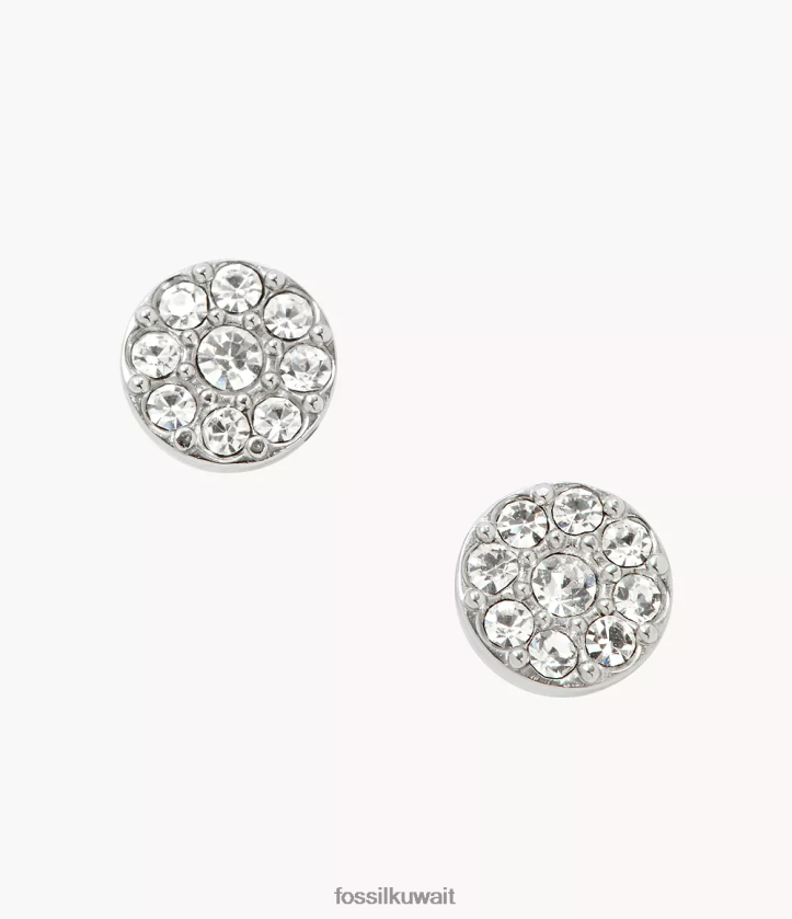 كيلووات Fossil نحيف حلق من الفولاذ المقاوم للصدأ على شكل قرص ساتون لهجة الفضة 2F6F21038 مجوهرات