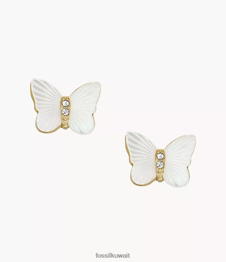 كيلووات Fossil نحيف أجنحة مشعة أقراط الفراشة أم اللؤلؤ الأبيض 2F6F21041 مجوهرات