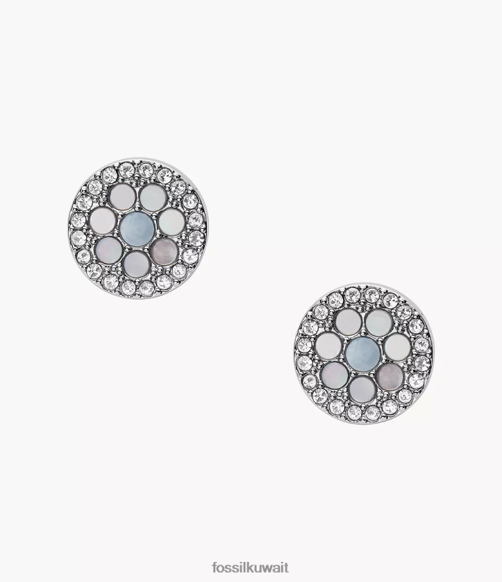 كيلووات Fossil نحيف حلق فال فسيفساء من الفولاذ المقاوم للصدأ أزرق 2F6F21044 مجوهرات