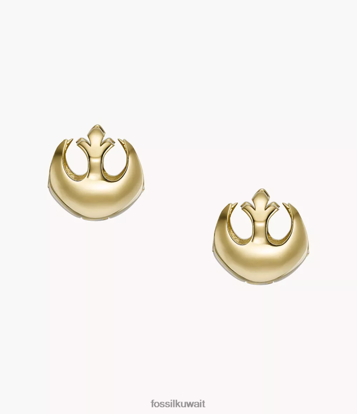 كيلووات Fossil نحيف أقراط دائرية من الفولاذ المقاوم للصدأ مقاومة لحرب النجوم نغمة ذهبية 2F6F21048 مجوهرات