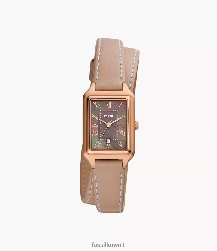 كيلووات Fossil نحيف ساعة راكيل جلد لايتهيد بثلاثة عقارب لاتيه 2F6F2105 يشاهد