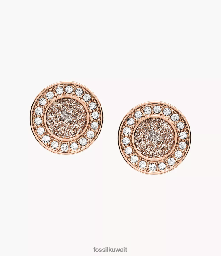 كيلووات Fossil نحيف ساتون هالة القرط لون ذهبي وردي 2F6F21050 مجوهرات