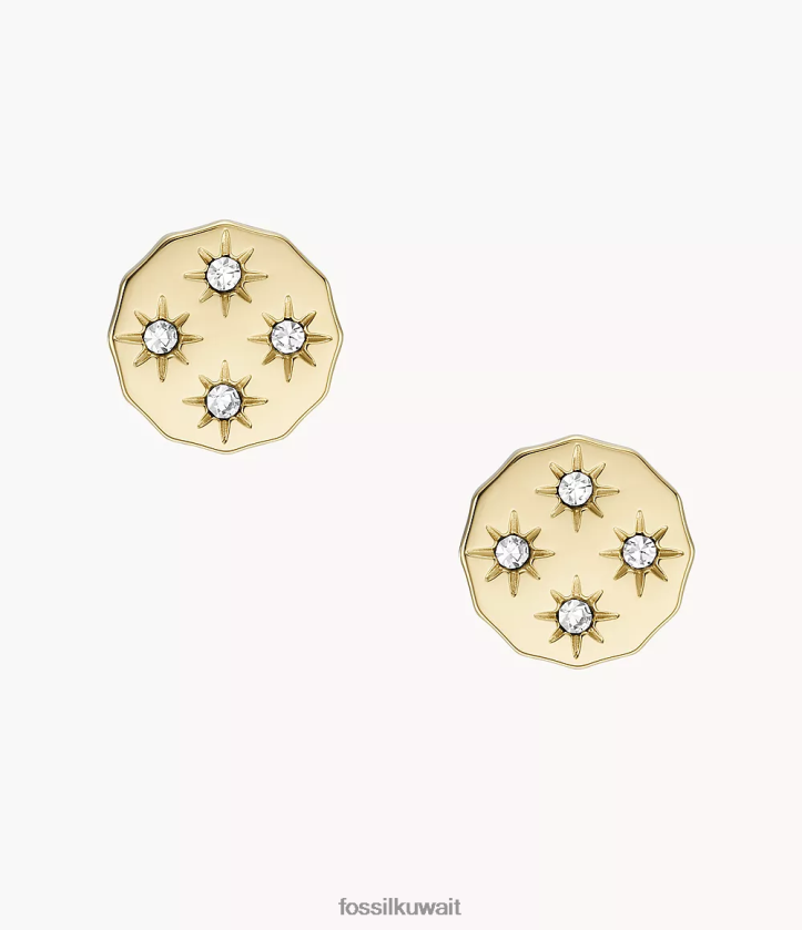 كيلووات Fossil نحيف أقراط سادي ذات حافة صدفية من الفولاذ المقاوم للصدأ نغمة ذهبية 2F6F21061 مجوهرات