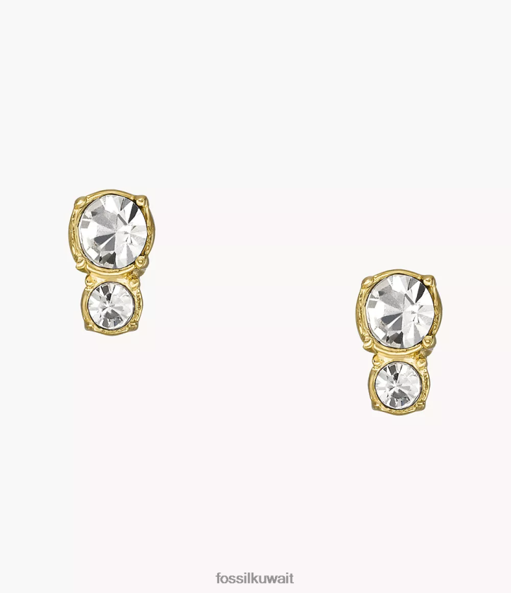 كيلووات Fossil نحيف جميع الأقراط المرصعة بالفولاذ المقاوم للصدأ مكدسة نغمة ذهبية 2F6F21064 مجوهرات