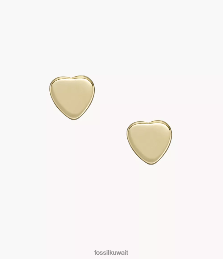 كيلووات Fossil نحيف قلوب الفولاذ المقاوم للصدأ أقراط نغمة ذهبية 2F6F21065 مجوهرات