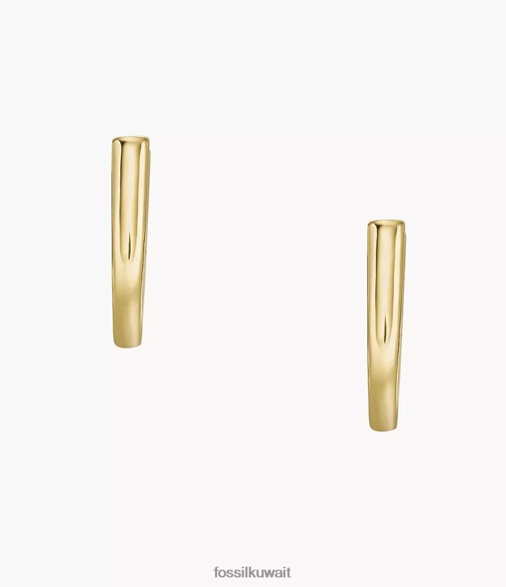 كيلووات Fossil نحيف أقراط دائرية من الفولاذ المقاوم للصدأ من هيريتاج إيسينشالز نغمة ذهبية 2F6F21067 مجوهرات