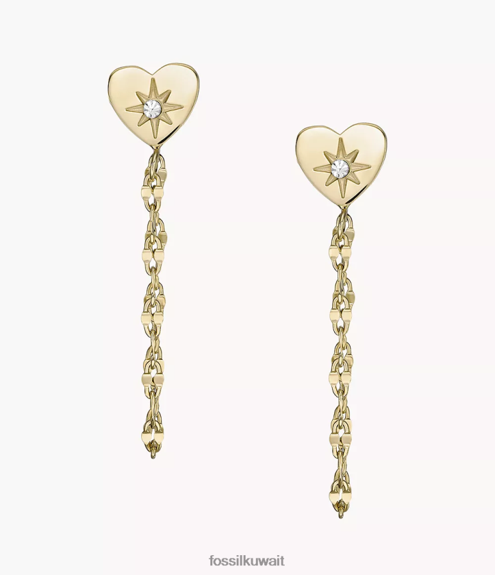 كيلووات Fossil نحيف جميع الأقراط مكدسة من الفولاذ المقاوم للصدأ من الأمام إلى الخلف نغمة ذهبية 2F6F21068 مجوهرات