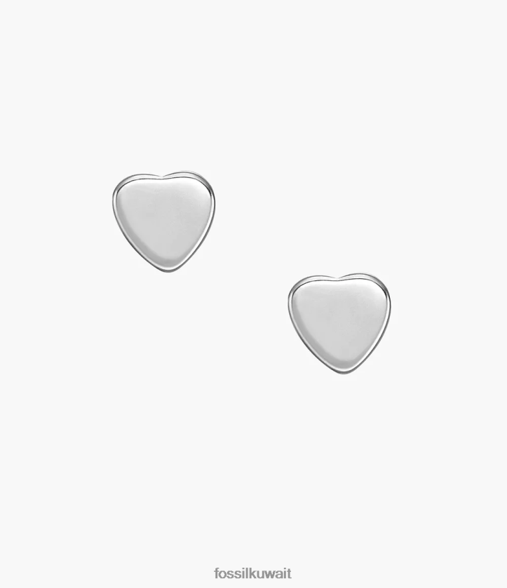 كيلووات Fossil نحيف قلوب الفولاذ المقاوم للصدأ أقراط لهجة الفضة 2F6F21069 مجوهرات