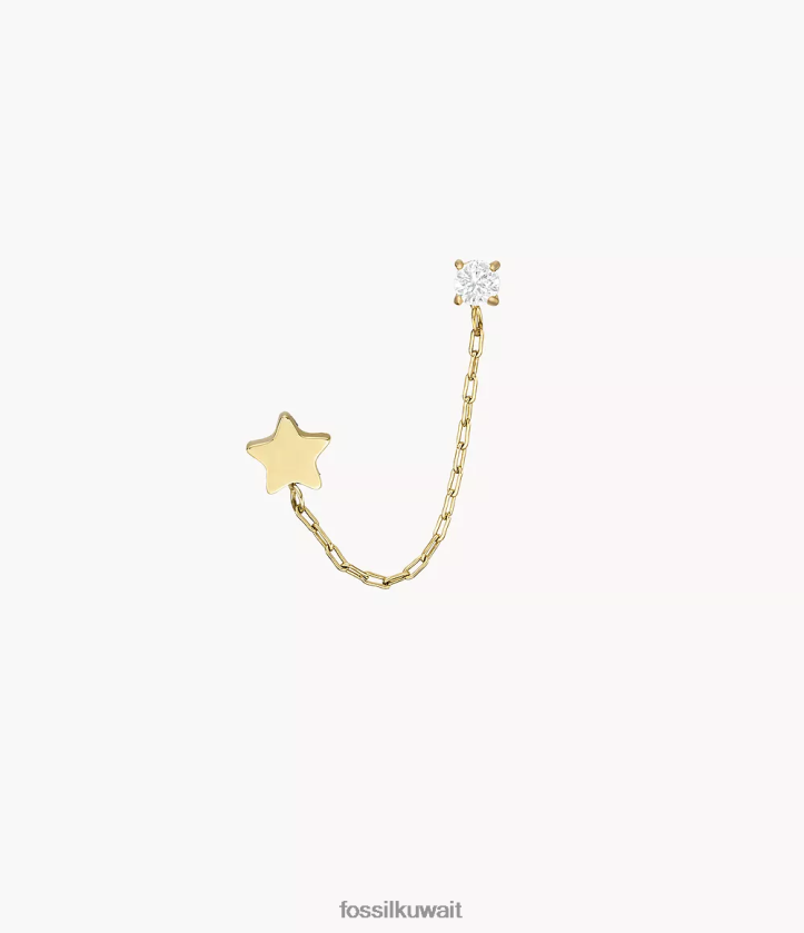 كيلووات Fossil نحيف جميع الأقراط المتسلقة المصنوعة من الفولاذ المقاوم للصدأ مكدسة بالكامل نغمة ذهبية 2F6F21071 مجوهرات