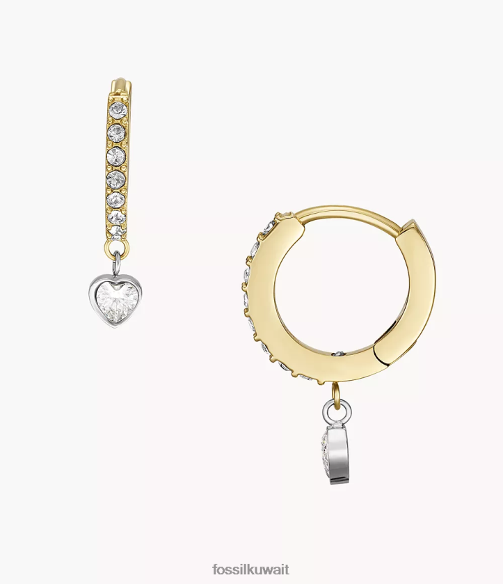 كيلووات Fossil نحيف رموز سادي من الأقراط الحلقية المصنوعة من الفولاذ المقاوم للصدأ نغمتان 2F6F21076 مجوهرات