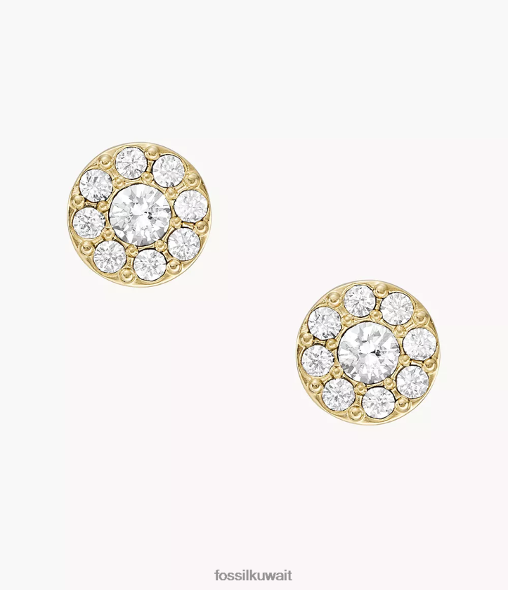 كيلووات Fossil نحيف جميع الأقراط المرصعة بالفولاذ المقاوم للصدأ مكدسة نغمة ذهبية 2F6F21078 مجوهرات