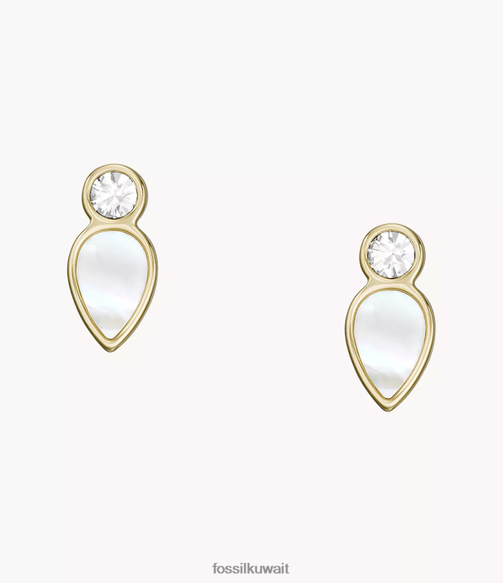 كيلووات Fossil نحيف أقراط على شكل دمعة أم اللؤلؤ الأبيض 2F6F21084 مجوهرات