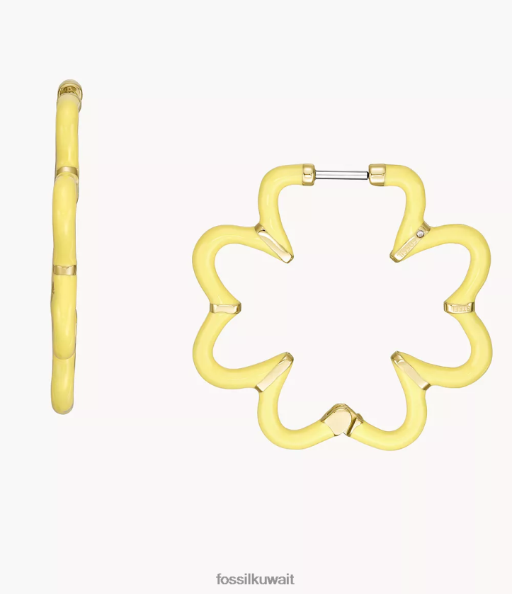 كيلووات Fossil نحيف أقراط دائرية من الفولاذ المقاوم للصدأ ملونة نغمة ذهبية 2F6F21085 مجوهرات