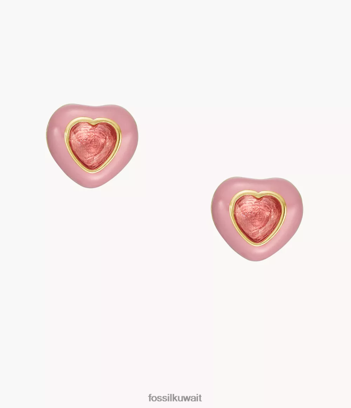 كيلووات Fossil نحيف أقراط مسمارية على شكل قلب ملون لون القرنفل 2F6F21088 مجوهرات