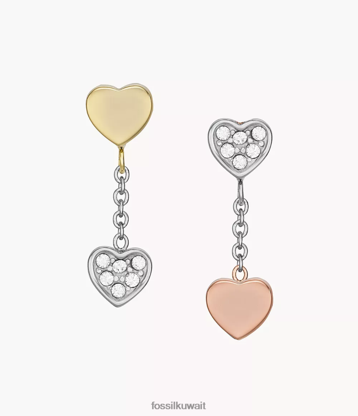 كيلووات Fossil نحيف أقراط متدلية من الفولاذ المقاوم للصدأ ثلاثية الألوان من سادي جالنتين نغمتان 2F6F21089 مجوهرات