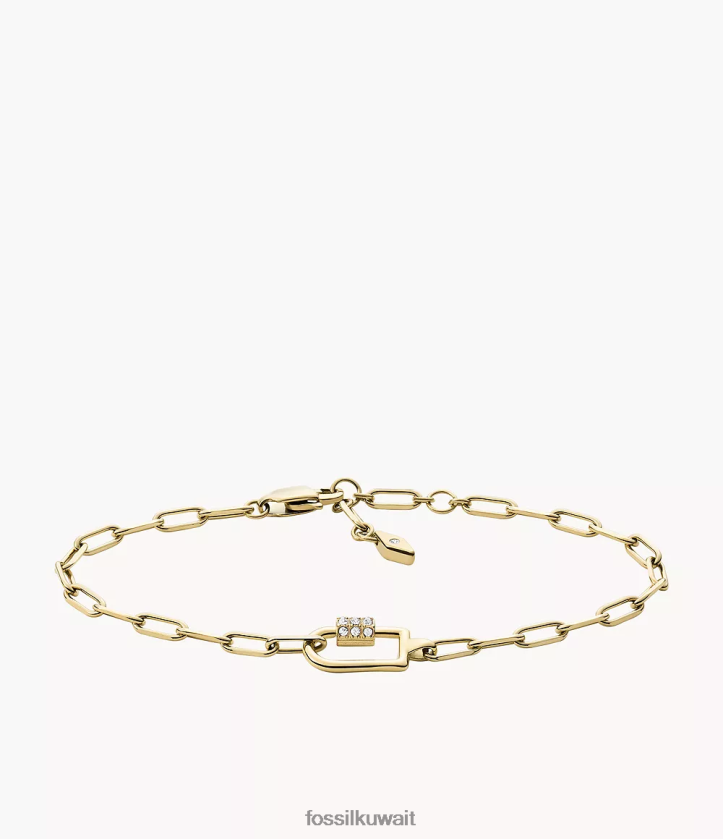 كيلووات Fossil نحيف كورا أوه سوار سلسلة من الفولاذ المقاوم للصدأ ساحر للغاية نغمة ذهبية 2F6F21125 مجوهرات