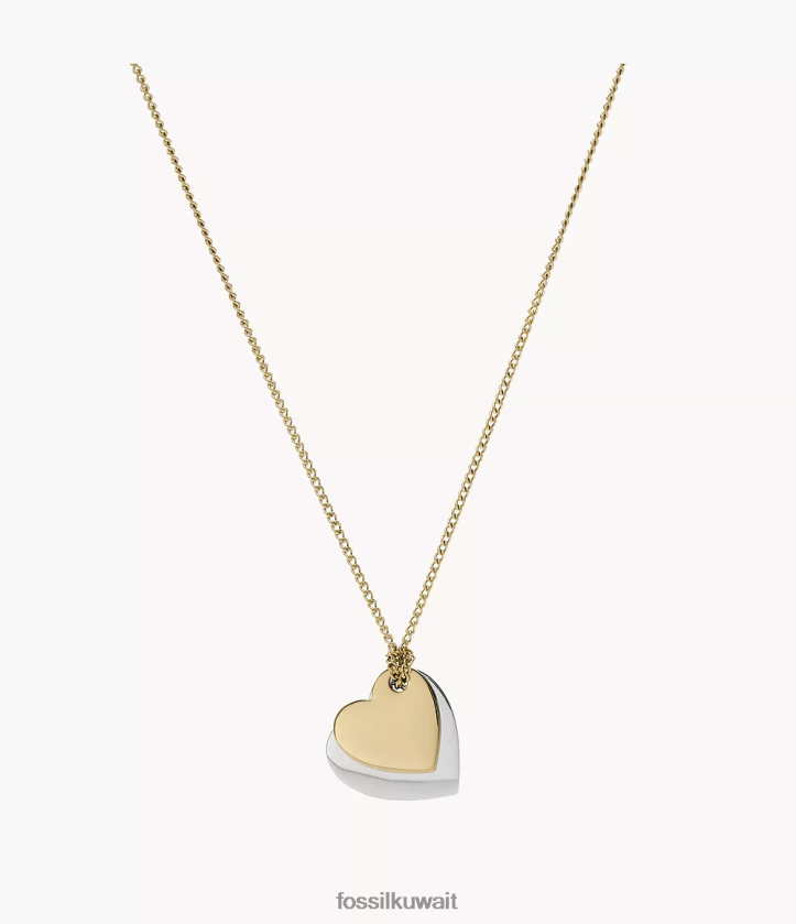 كيلووات Fossil نحيف حارة الفولاذ المقاوم للصدأ سلسلة القلب قلادة نغمتان 2F6F21135 مجوهرات