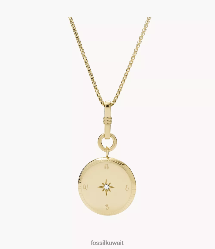 كيلووات Fossil نحيف جورجيا نوايا السنة الجديدة قلادة قلادة الفولاذ المقاوم للصدأ نغمة ذهبية 2F6F21139 مجوهرات
