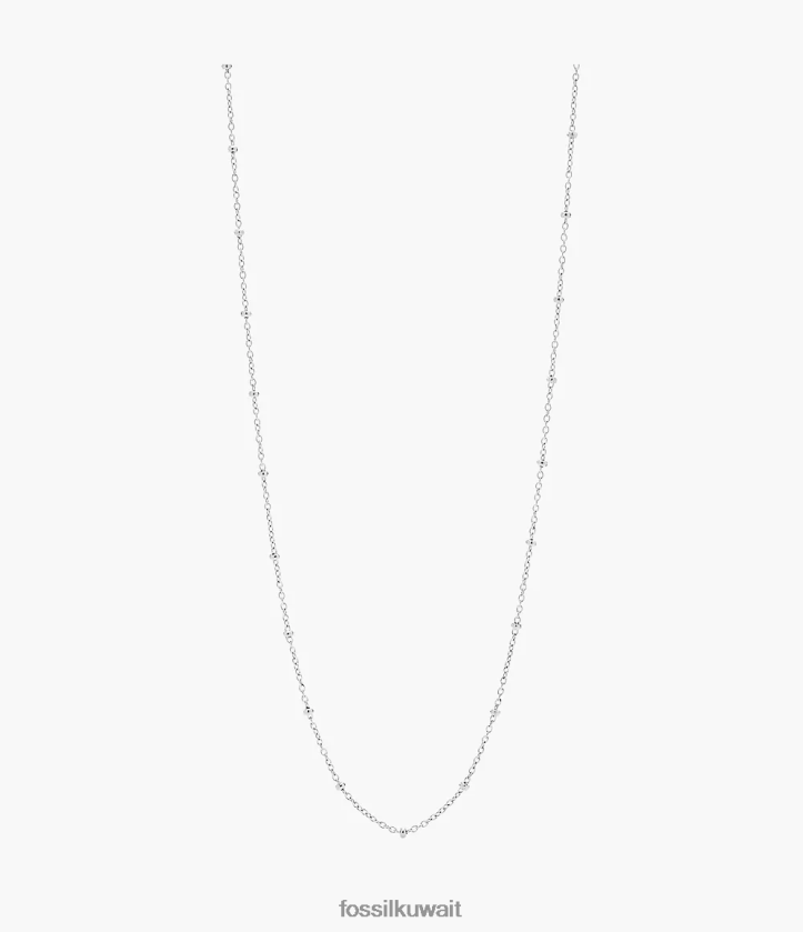 كيلووات Fossil نحيف كورا أوه قلادة طويلة ساحرة من سلسلة الفولاذ المقاوم للصدأ لهجة الفضة 2F6F21144 مجوهرات
