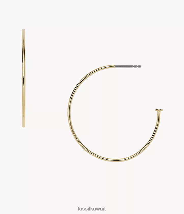 كيلووات Fossil نحيف كورا أوه أقراط دائرية ساحرة من الفولاذ المقاوم للصدأ نغمة ذهبية 2F6F21165 مجوهرات