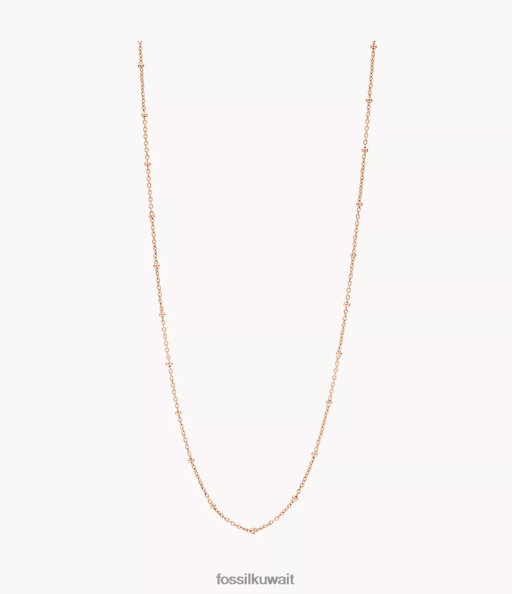 كيلووات Fossil نحيف كورا أوه قلادة طويلة ساحرة من سلسلة الفولاذ المقاوم للصدأ لون ذهبي وردي 2F6F21201 مجوهرات