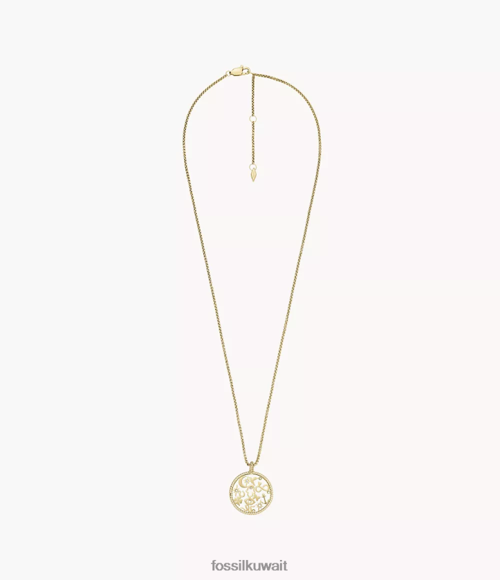 كيلووات Fossil نحيف ساتون الرموز الفولاذ المقاوم للصدأ قلادة قلادة ذهبي 2F6F21216 مجوهرات