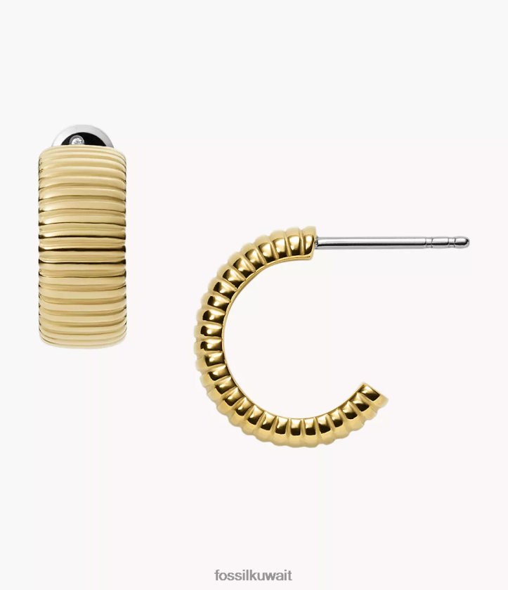 كيلووات Fossil نحيف أقراط دائرية من الفولاذ المقاوم للصدأ من جورجيا التراثية العتيقة نغمة ذهبية 2F6F21241 مجوهرات