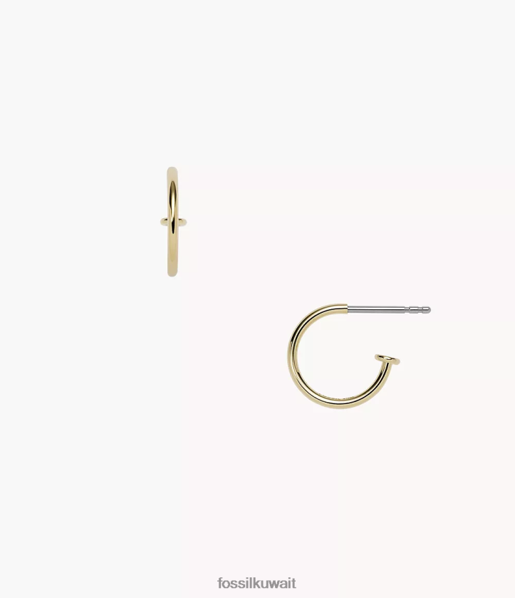 كيلووات Fossil نحيف كورا أوه أقراط دائرية ساحرة من الفولاذ المقاوم للصدأ نغمة ذهبية 2F6F21257 مجوهرات