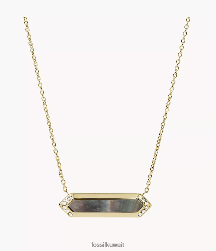 كيلووات Fossil نحيف قلادة قلادة فال الأسود والذهبي عرق اللؤلؤ الأسود 2F6F21306 مجوهرات