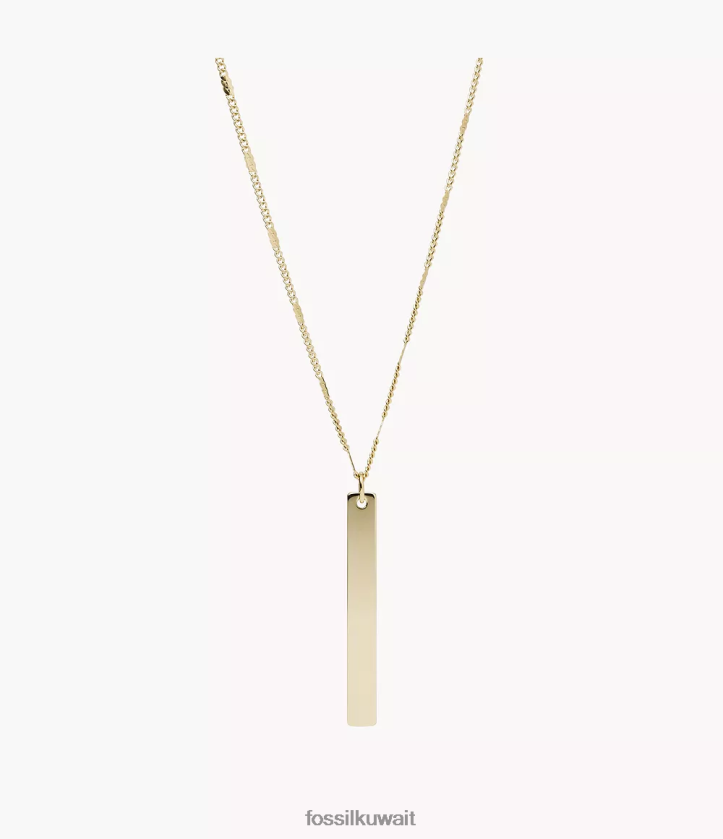 كيلووات Fossil نحيف شريط حارة الفولاذ المقاوم للصدأ قلادة نغمة ذهبية 2F6F21309 مجوهرات
