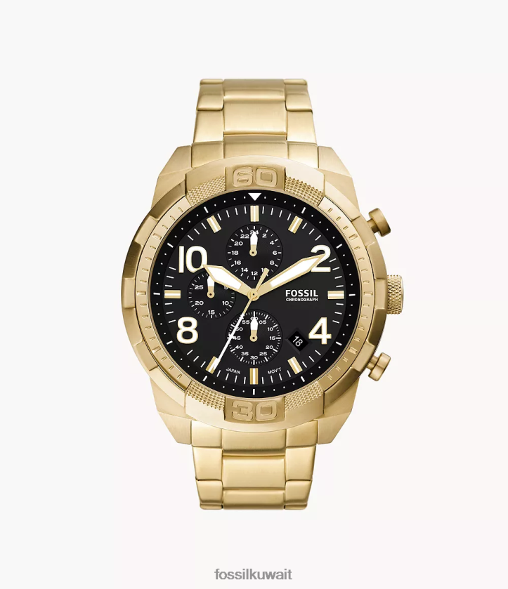 كيلووات Fossil رجال ساعة برونسون كرونوغراف من الستانلس ستيل نغمة ذهبية 2F6F21339 يشاهد