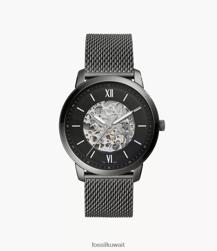 كيلووات Fossil رجال ساعة نيوترا أوتوماتيكية من الفولاذ المقاوم للصدأ دخان 2F6F21358 يشاهد