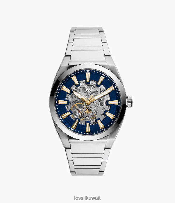 كيلووات Fossil رجال ساعة ايفرت أوتوماتيكية من الفولاذ المقاوم للصدأ لهجة الفضة 2F6F21361 يشاهد