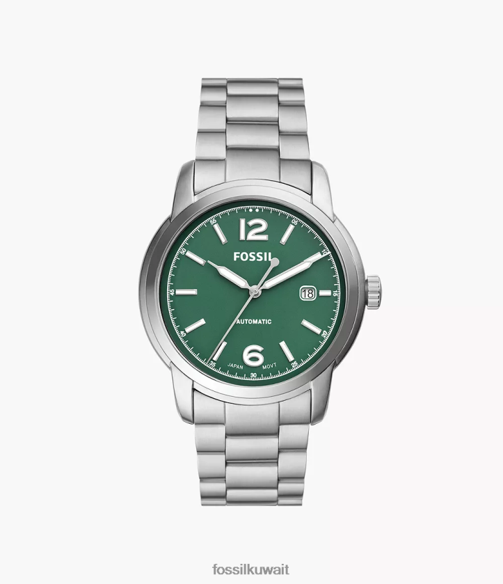 كيلووات Fossil رجال ساعة تراثية أوتوماتيكية من الفولاذ المقاوم للصدأ لهجة الفضة 2F6F21365 يشاهد