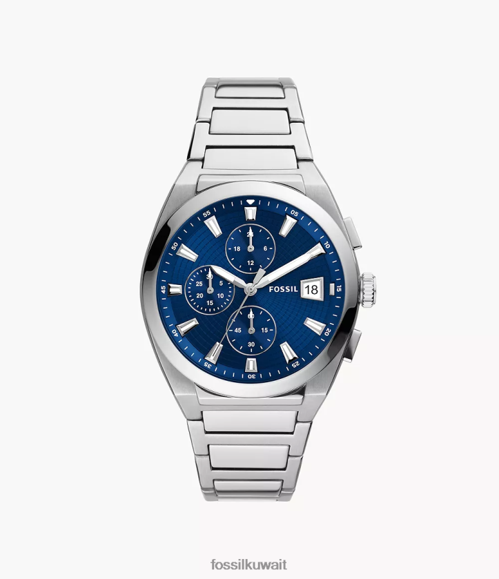 كيلووات Fossil رجال ساعة ايفرت كرونوغراف من الفولاذ المقاوم للصدأ لهجة الفضة 2F6F21373 يشاهد