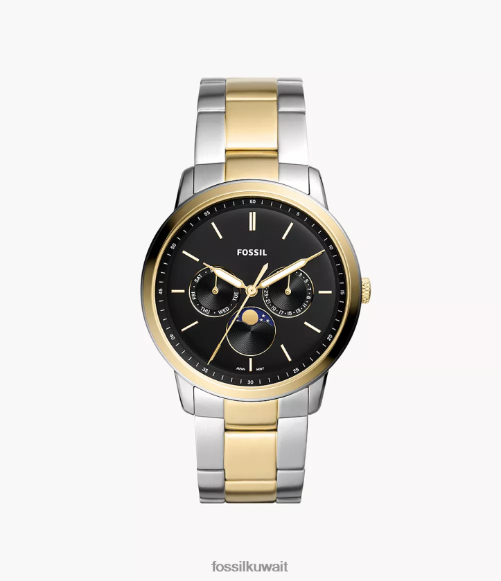 كيلووات Fossil رجال ساعة نيوترا مونفايز متعددة الوظائف من الفولاذ المقاوم للصدأ نغمتان 2F6F21376 يشاهد