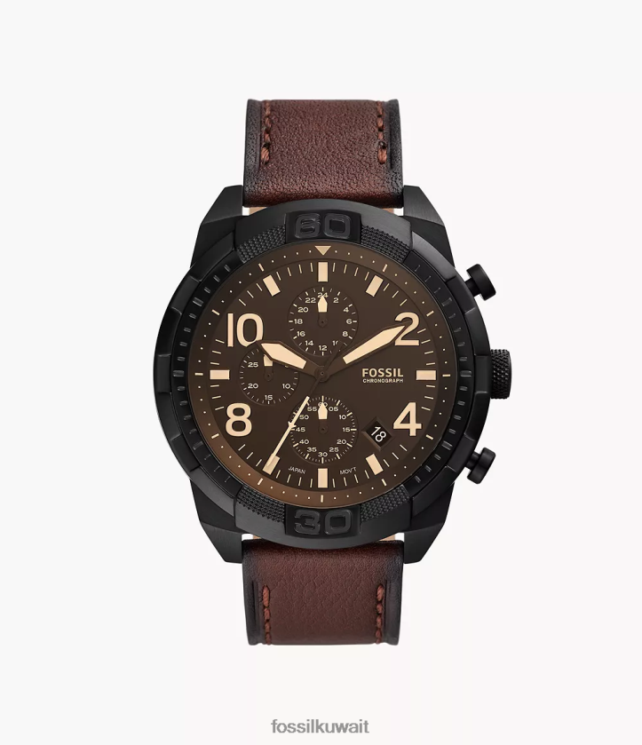 كيلووات Fossil رجال ساعة برونسون كرونوغراف من الجلد بني غامق 2F6F21395 يشاهد