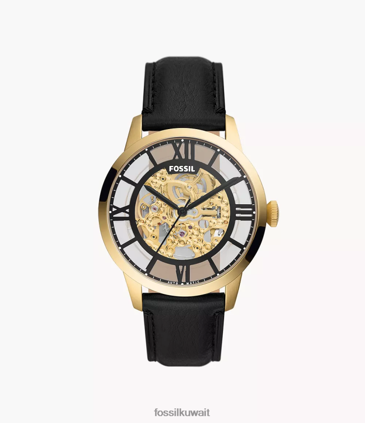 كيلووات Fossil رجال ساعة تاونزمان أوتوماتيكية من الجلد أسود 2F6F21398 يشاهد