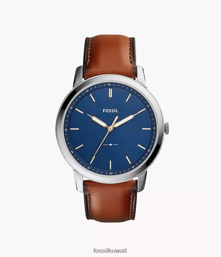 كيلووات Fossil رجال الساعة الجلدية النحيفة ذات الثلاثة عقارب البني الفاتح 2F6F21403 يشاهد