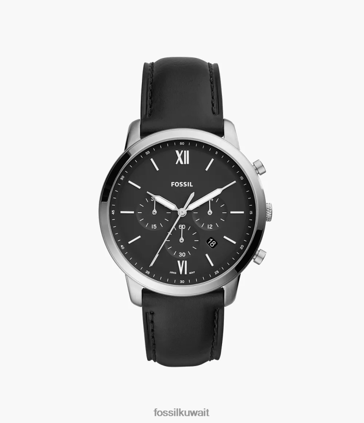 كيلووات Fossil رجال ساعة نيوترا كرونوغراف جلدية أسود 2F6F21404 يشاهد